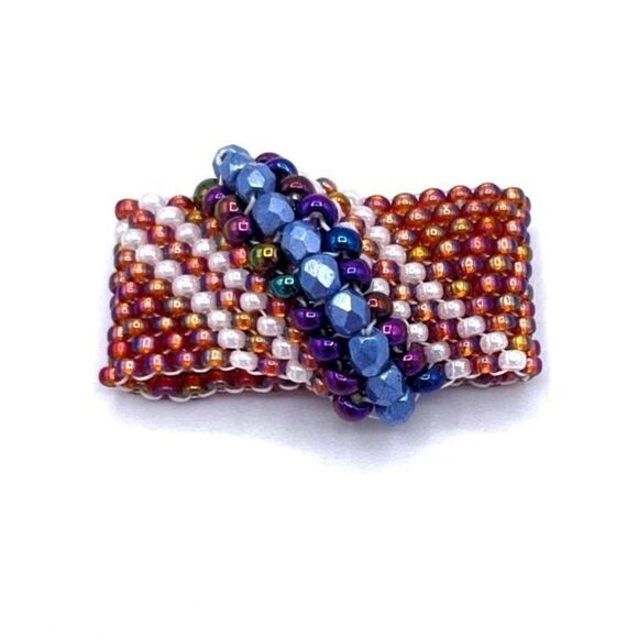 Rainbow Topaz with White and Blue Crystal Cellini Spiral Statement Ring Size 10 - Picture 2 of 6